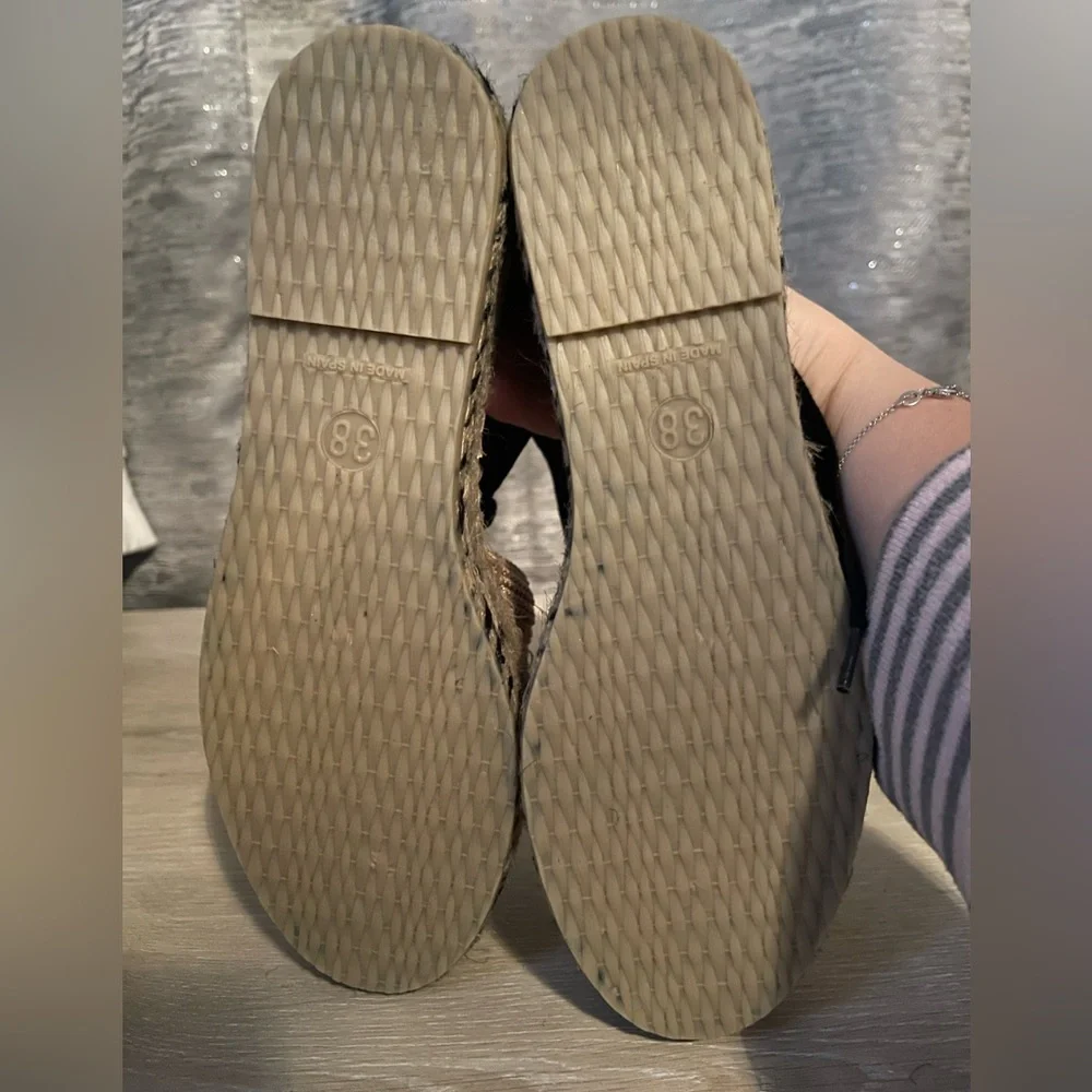 Free People Island Time Wrap Espadrille Sandal  Black/Tan Size 7 NIB - Picture 4 of 8